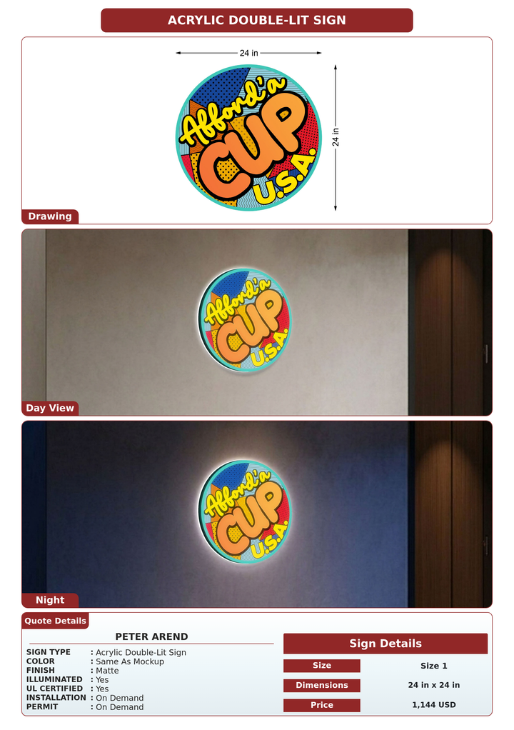 CUSTOM MOCKUP SIGN FOR Peter Arend