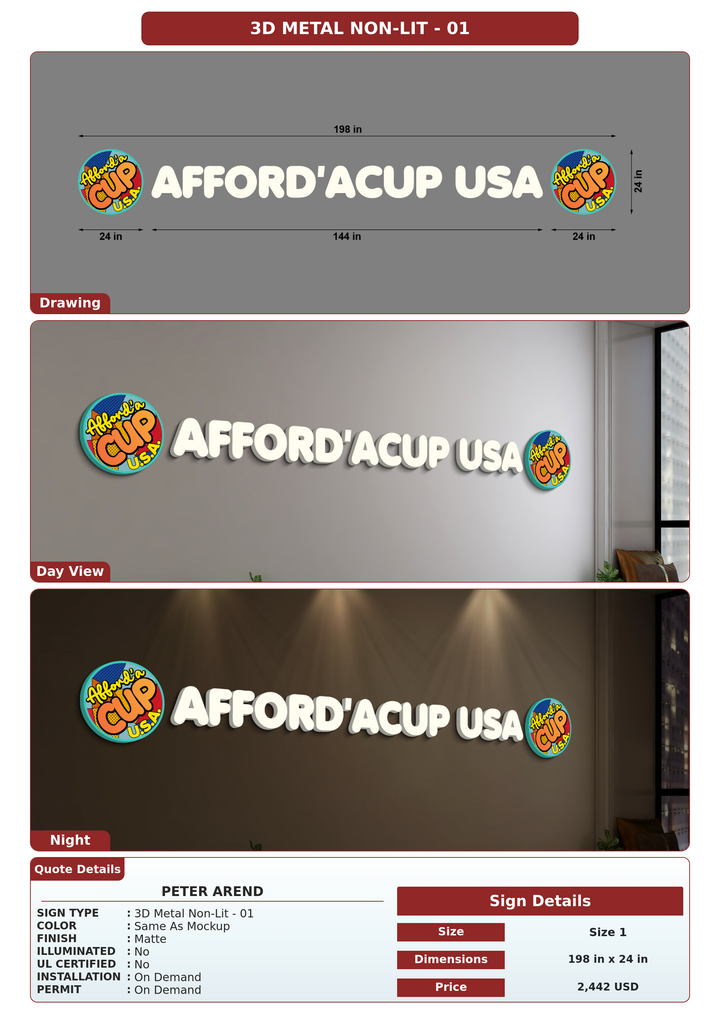 CUSTOM MOCKUP SIGN FOR Peter Arend