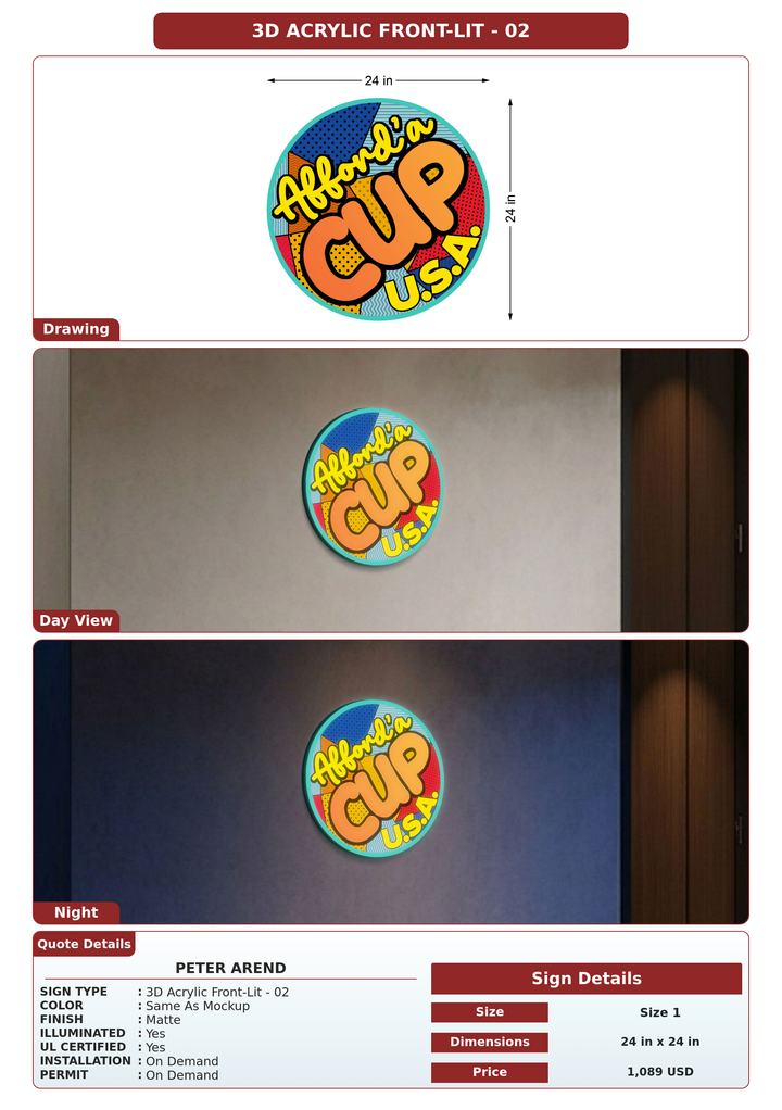 CUSTOM MOCKUP SIGN FOR Peter Arend