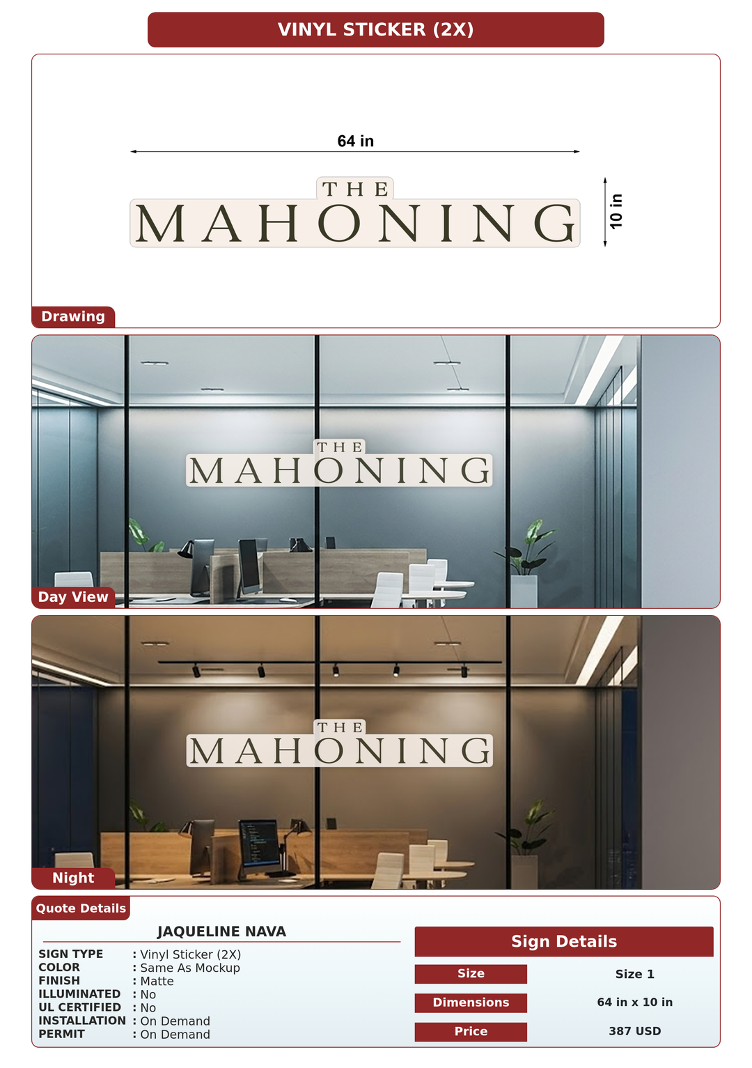 CUSTOM MOCKUP SIGN FOR Jaqueline Nava