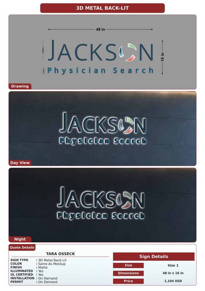 CUSTOM MOCKUP SIGN FOR Tara Osseck