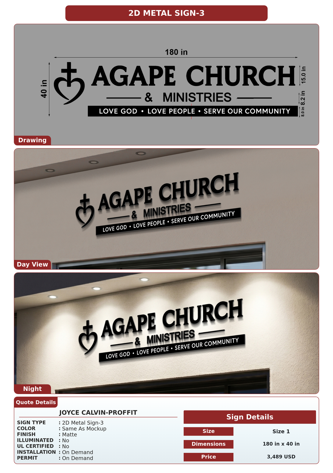 CUSTOM MOCKUP SIGN FOR Joyce Calvin-Proffit