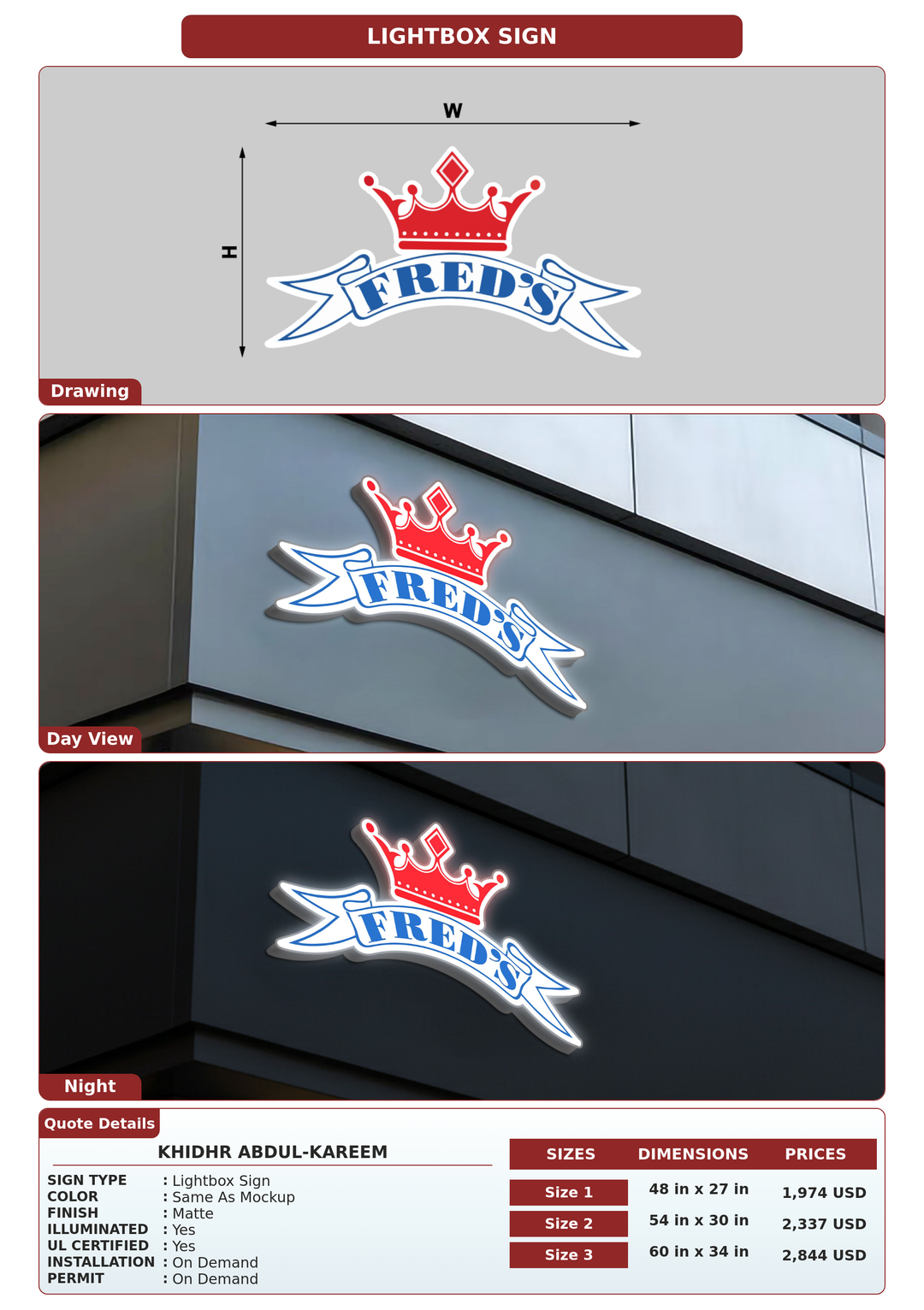 CUSTOM MOCKUP SIGN FOR Khidhr Abdul-Kareem