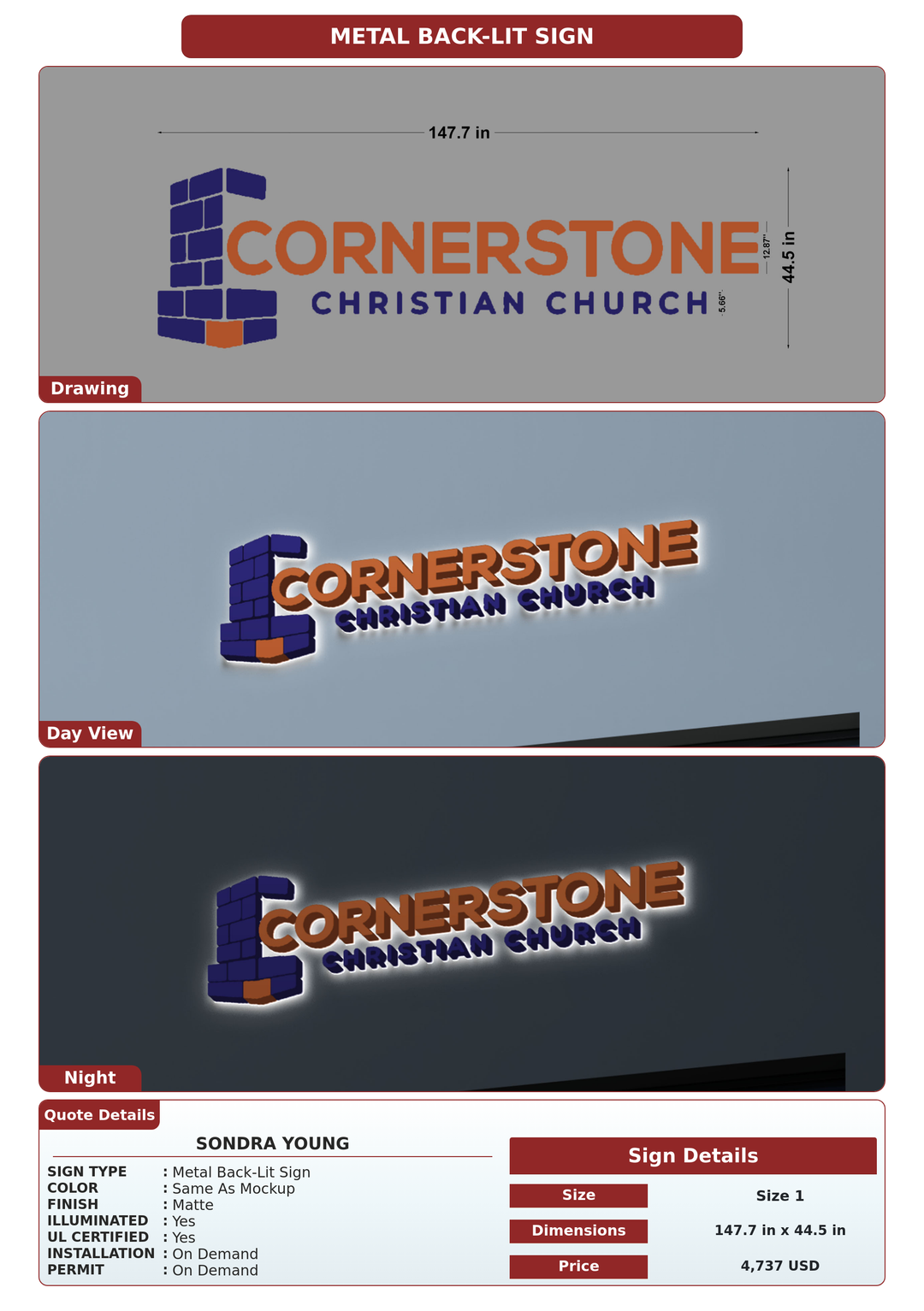 CUSTOM MOCKUP SIGN FOR Sondra Young