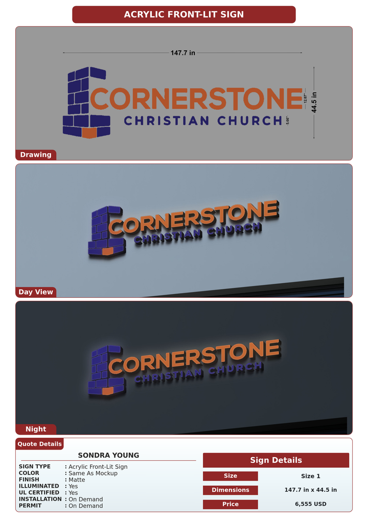 CUSTOM MOCKUP SIGN FOR Sondra Young