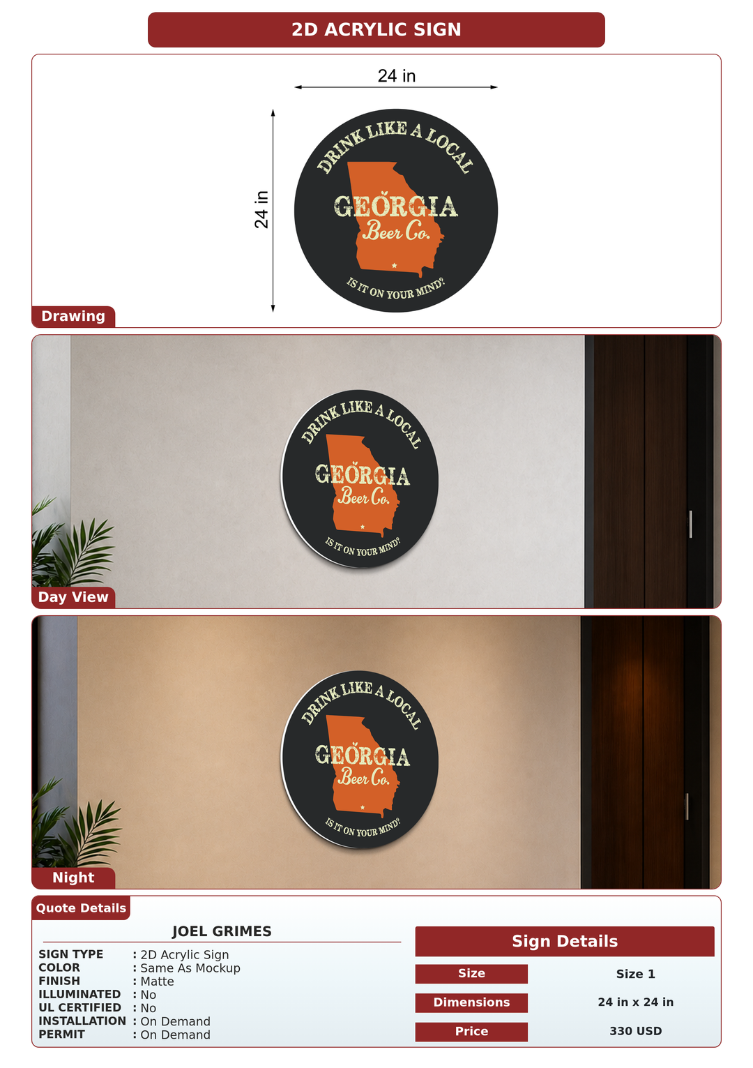 CUSTOM MOCKUP SIGN FOR Joel Grimes