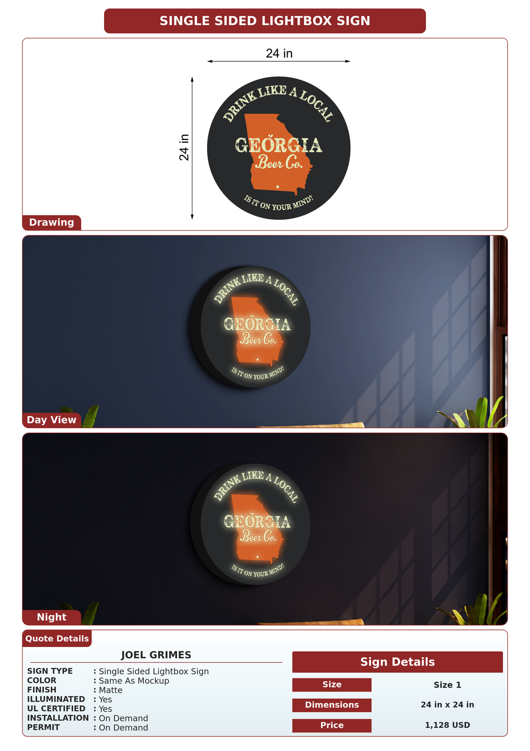 CUSTOM MOCKUP SIGN FOR Joel Grimes