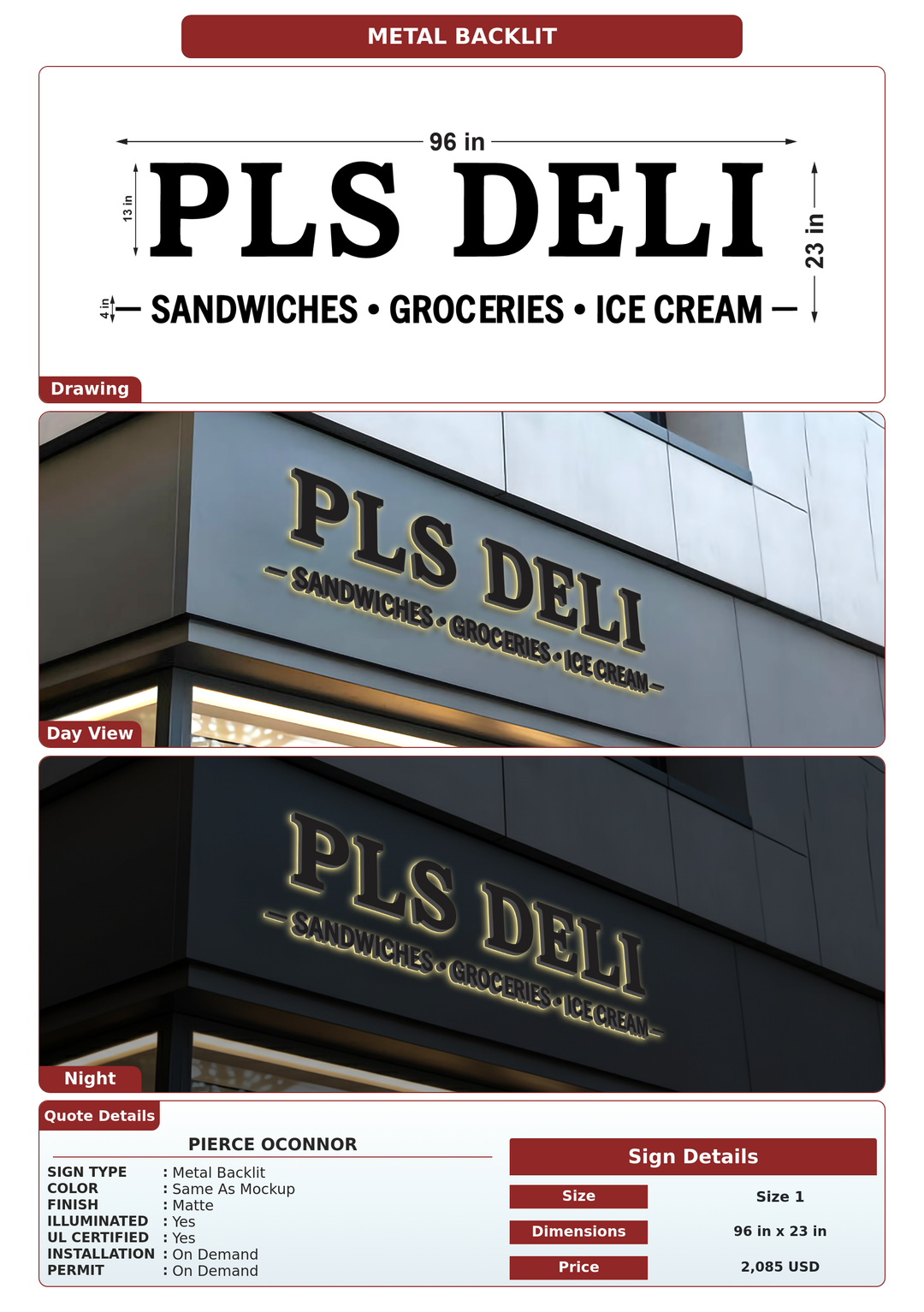 CUSTOM MOCKUP SIGN FOR Pierce Oconnor