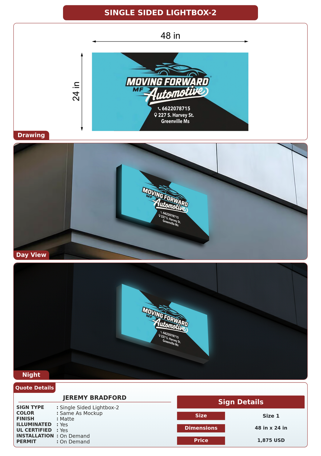 CUSTOM MOCKUP SIGN FOR Jeremy Bradford