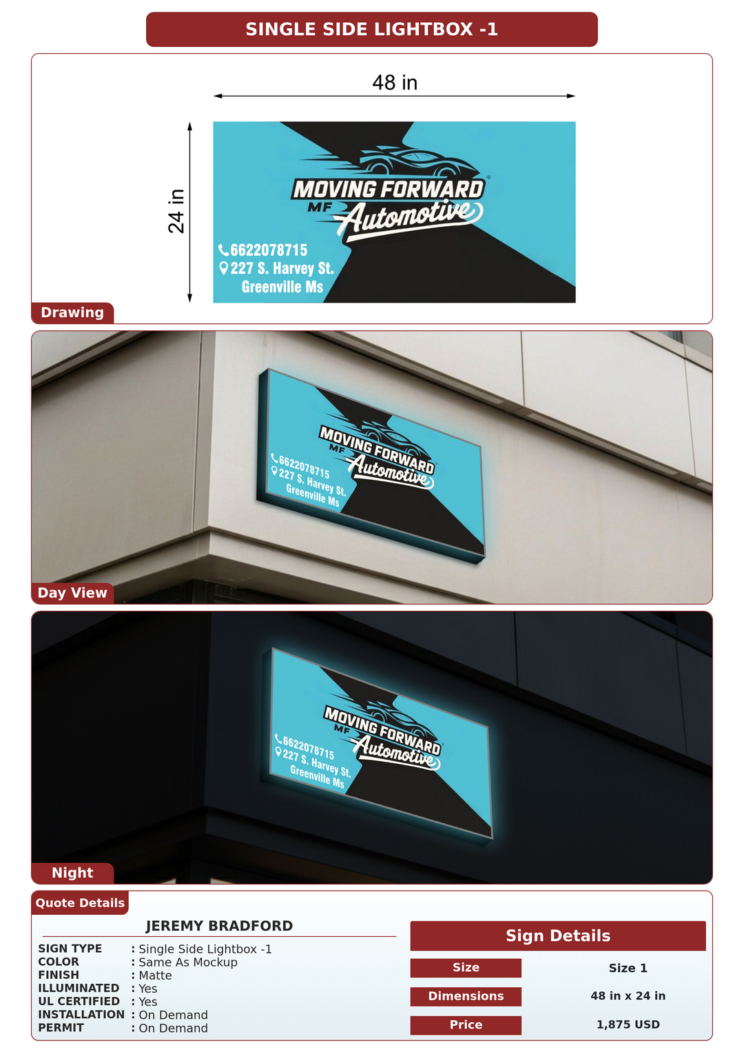 CUSTOM MOCKUP SIGN FOR Jeremy Bradford
