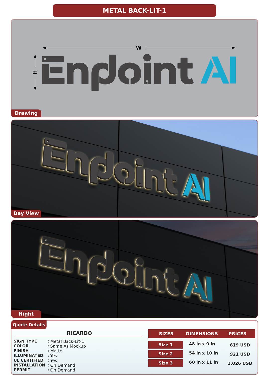 CUSTOM MOCKUP SIGN FOR Ricardo