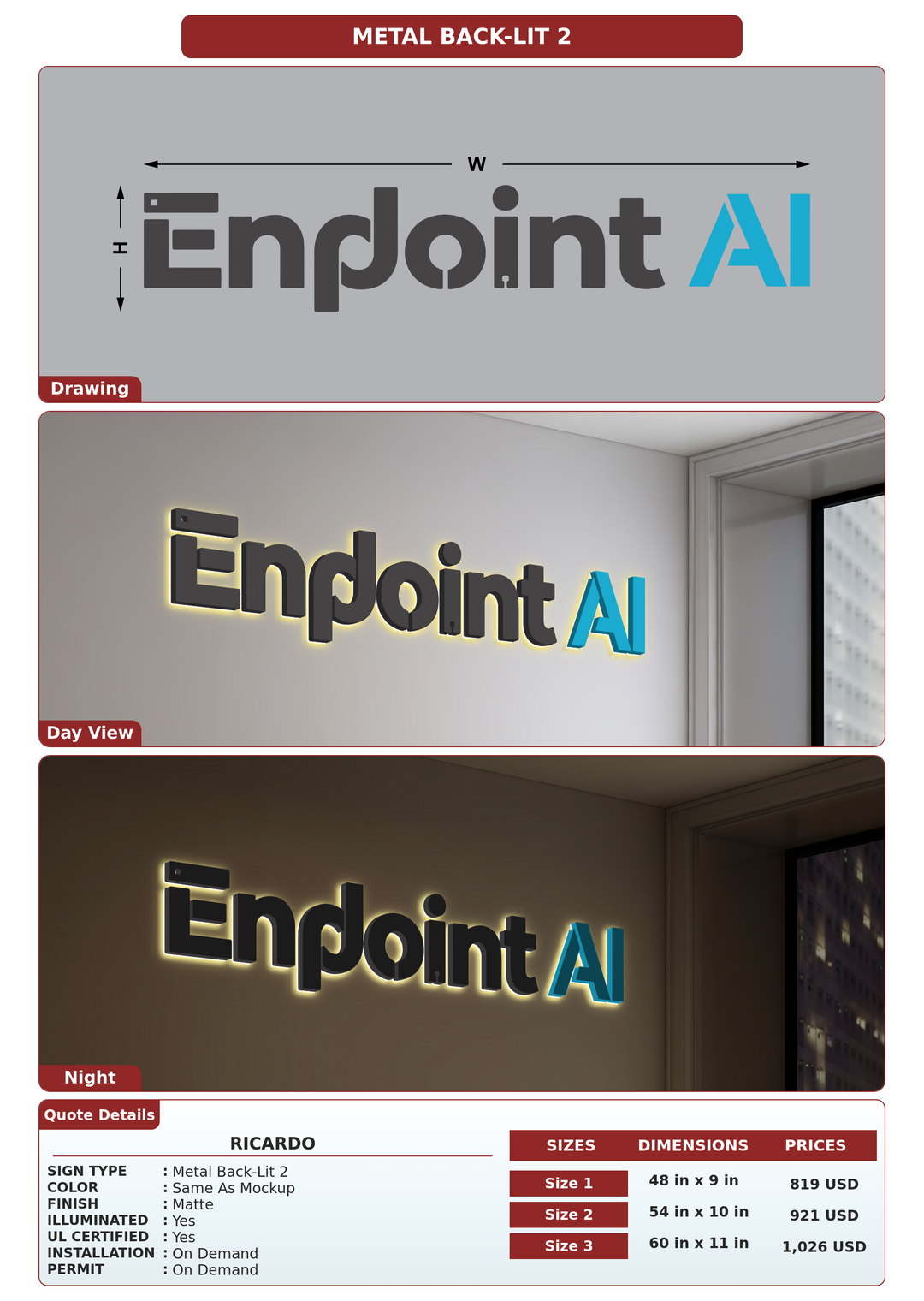 CUSTOM MOCKUP SIGN FOR Ricardo