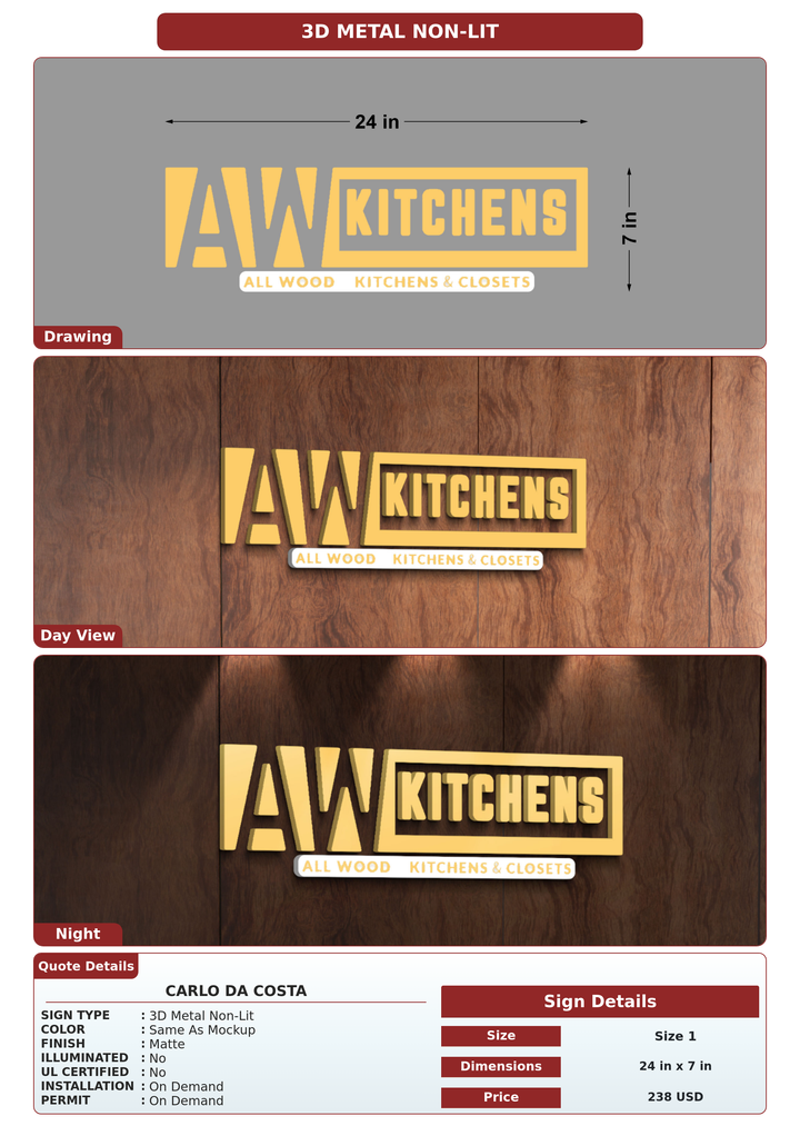 CUSTOM MOCKUP SIGN FOR Carlo da Costa