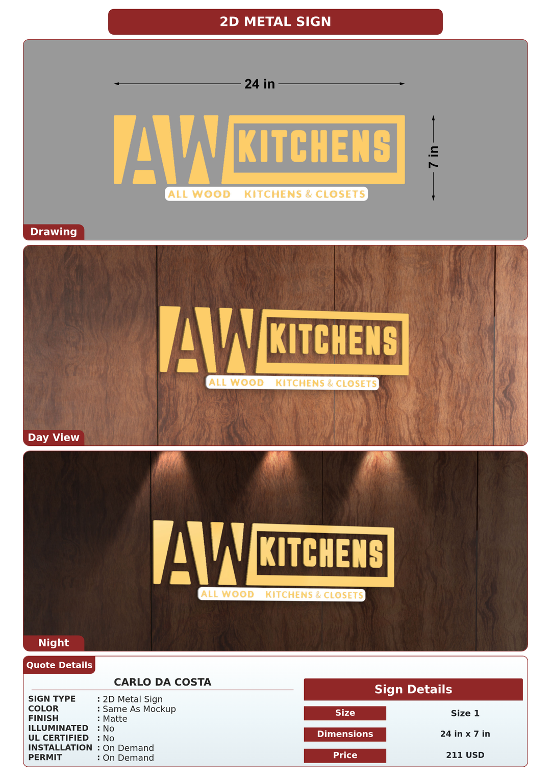 CUSTOM MOCKUP SIGN FOR Carlo da Costa