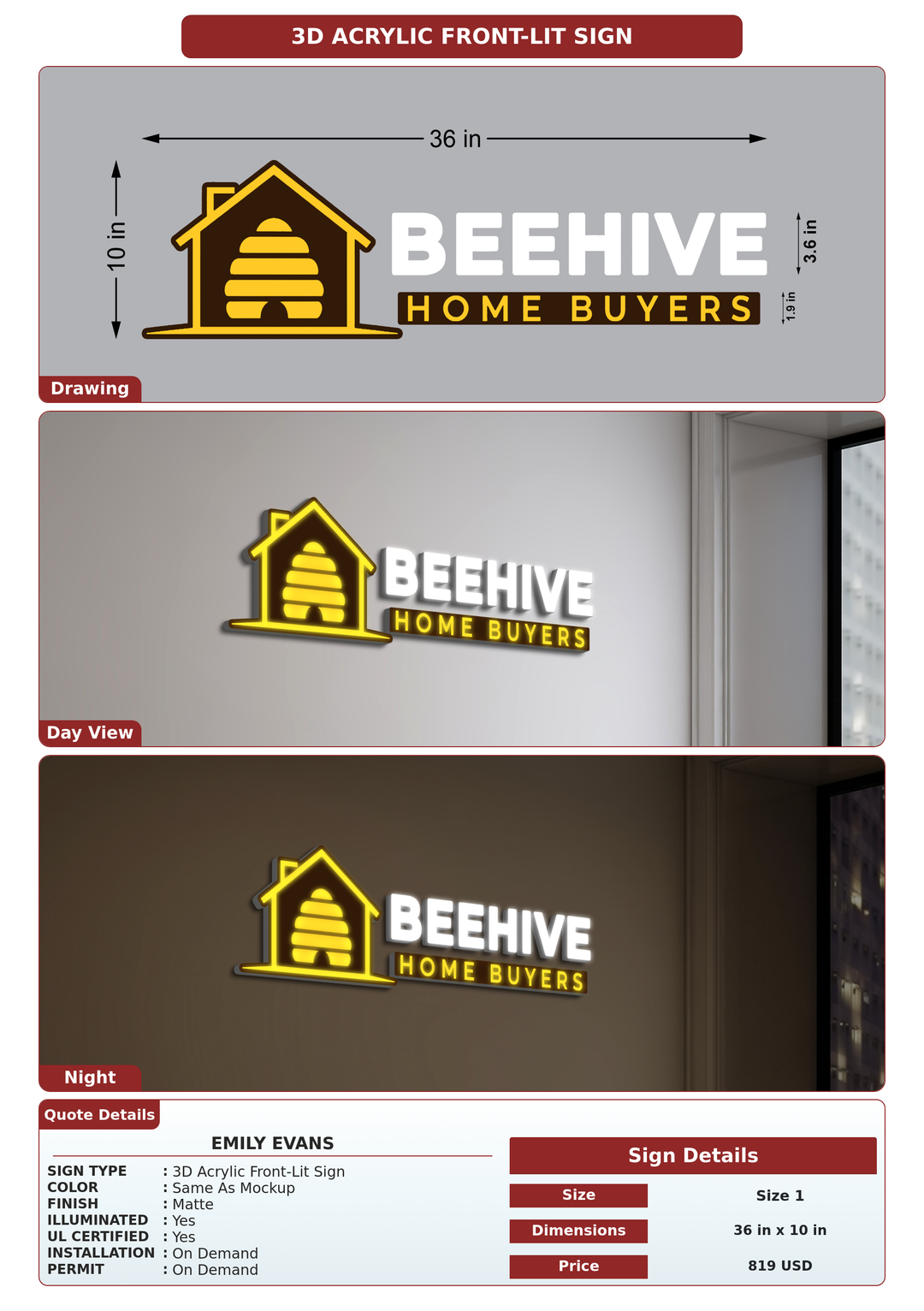 CUSTOM MOCKUP SIGN FOR Emily Evans