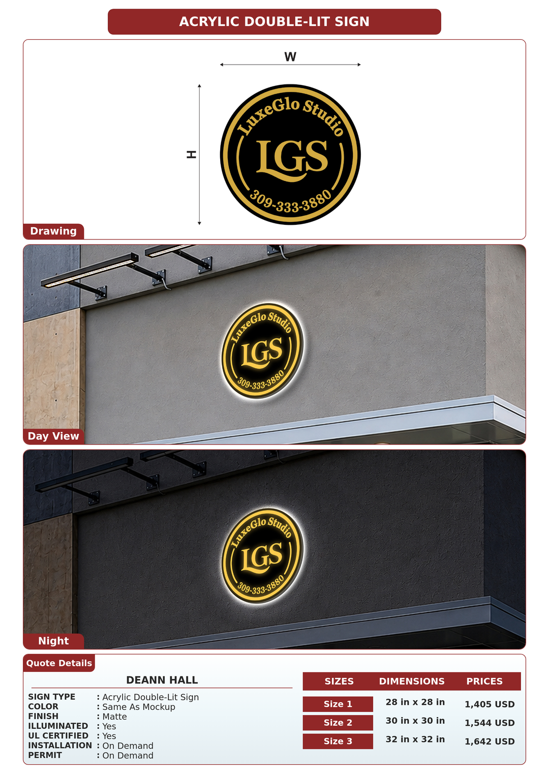 CUSTOM MOCKUP SIGN FOR Deann Hall