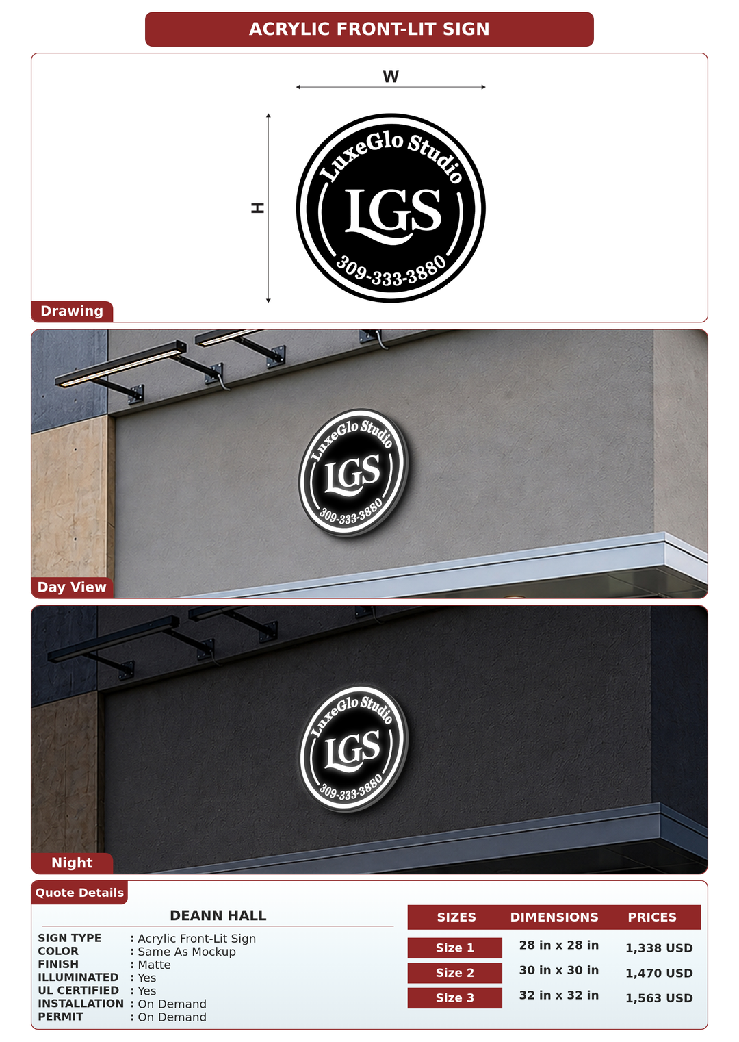 CUSTOM MOCKUP SIGN FOR Deann Hall