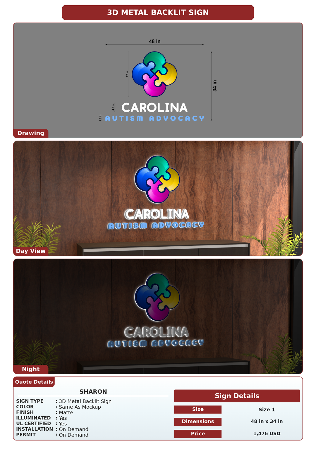 CUSTOM MOCKUP SIGN FOR Sharon