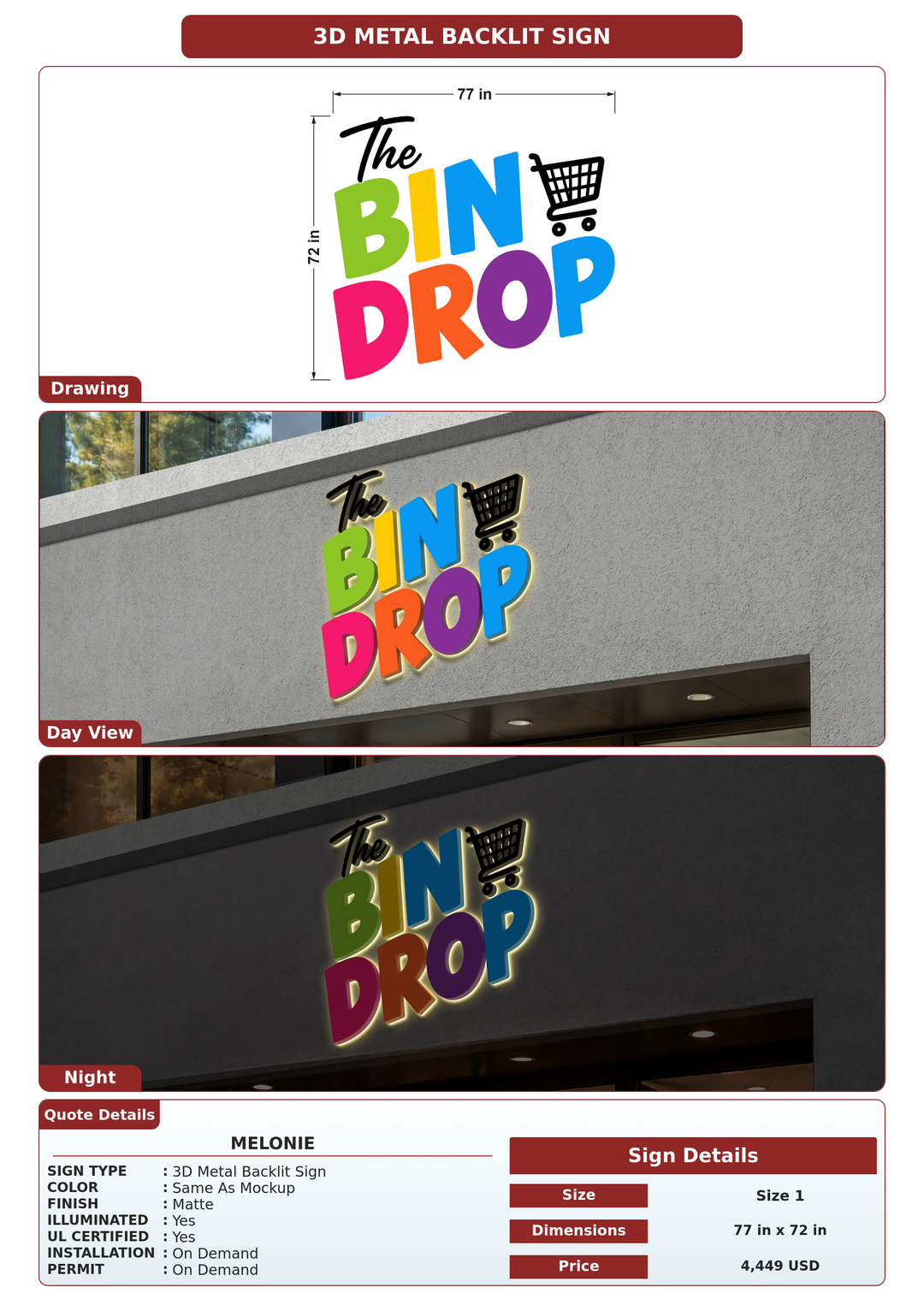CUSTOM MOCKUP SIGN FOR Melonie