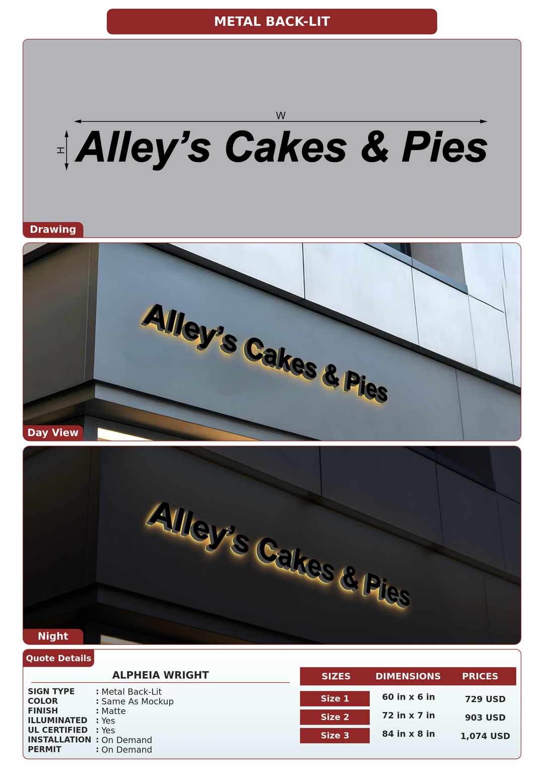 CUSTOM MOCKUP SIGN FOR Alpheia Wright