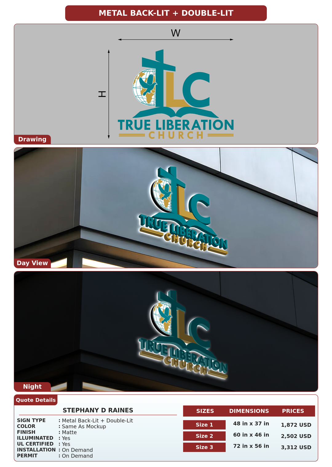 CUSTOM MOCKUP SIGN FOR STEPHANY D RAINES
