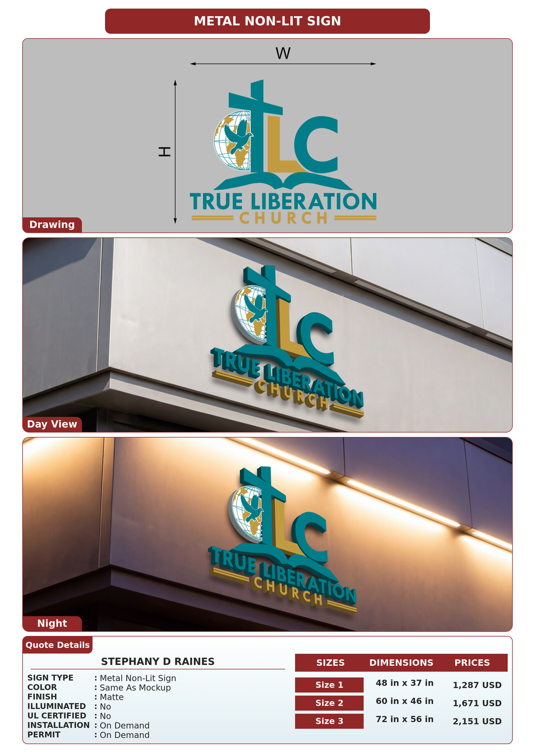CUSTOM MOCKUP SIGN FOR STEPHANY D RAINES