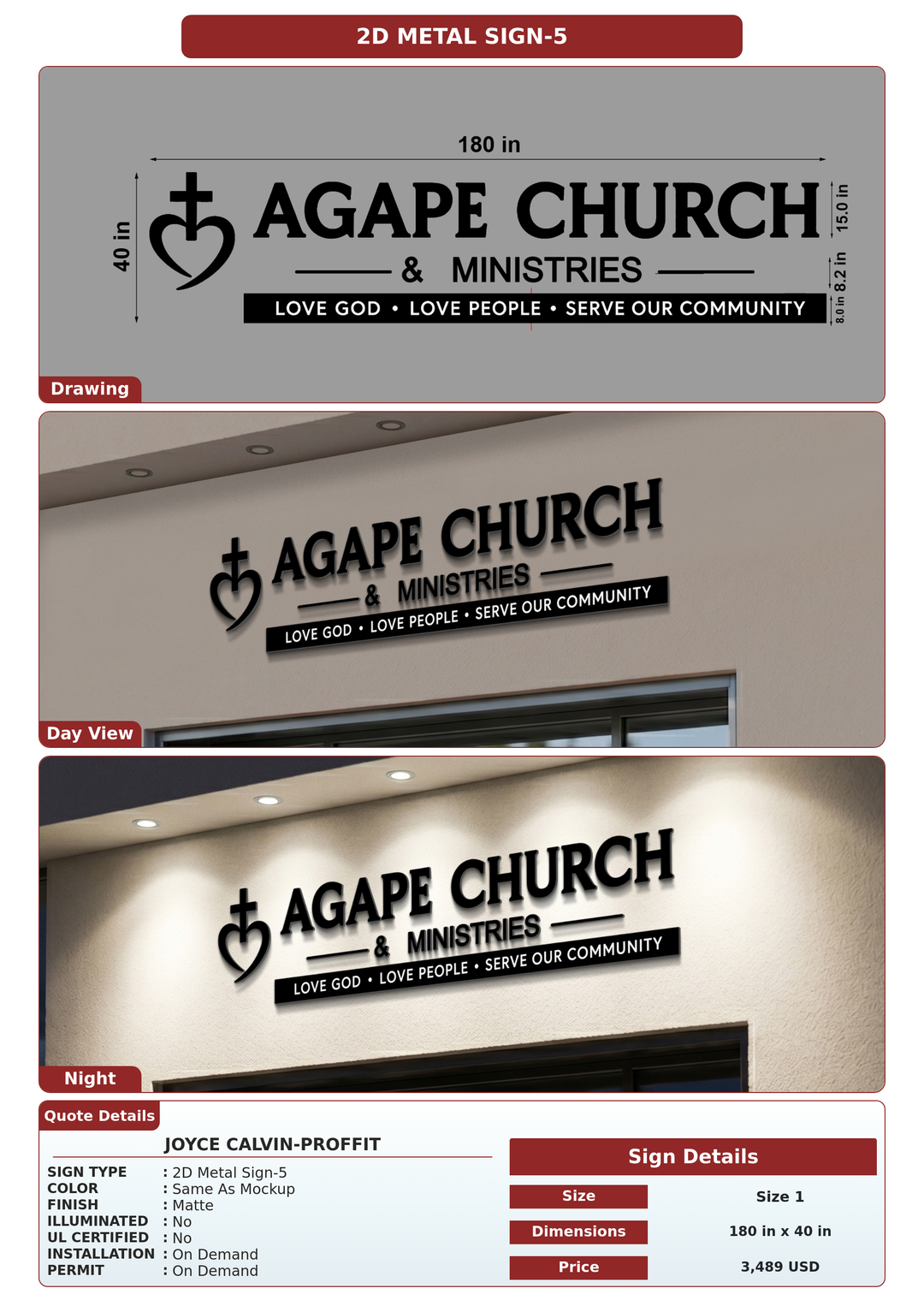 CUSTOM MOCKUP SIGN FOR Joyce Calvin-Proffit