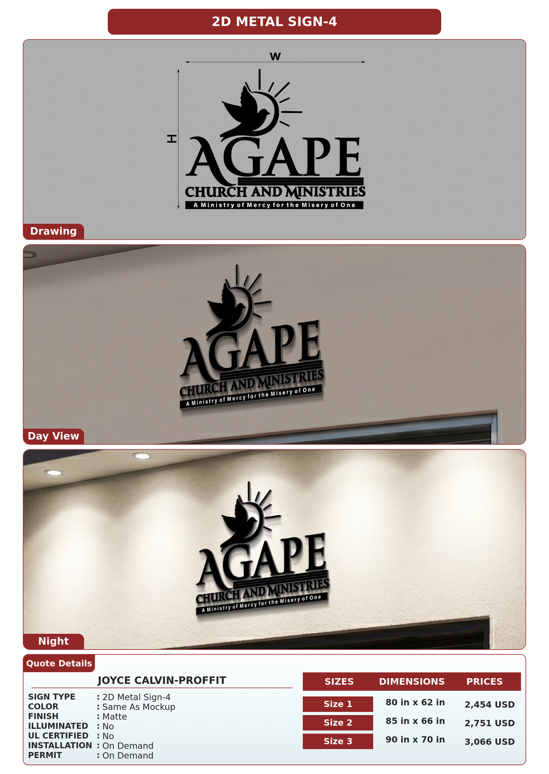 CUSTOM MOCKUP SIGN FOR Joyce Calvin-Proffit