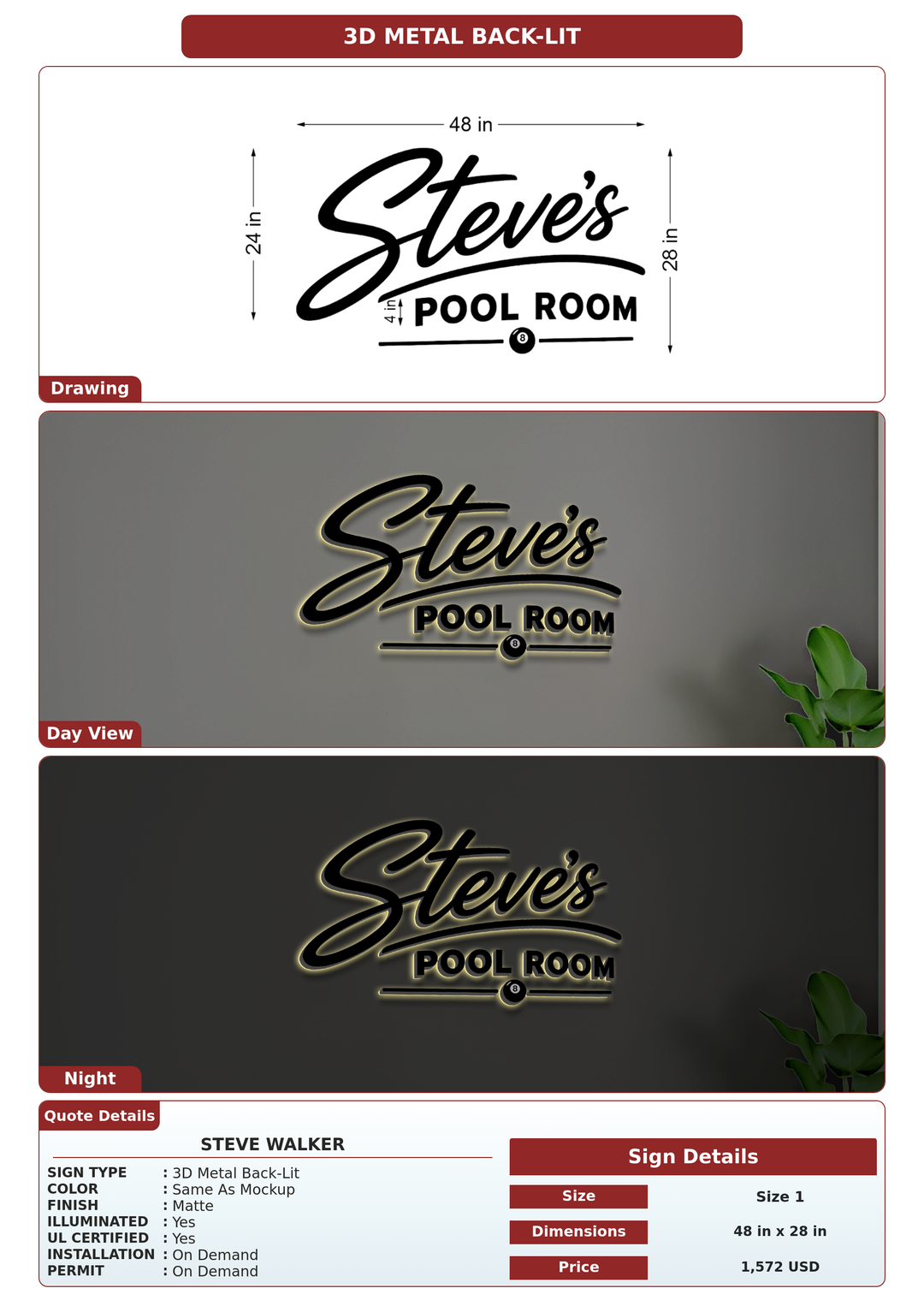 CUSTOM MOCKUP SIGN FOR Steve Walker