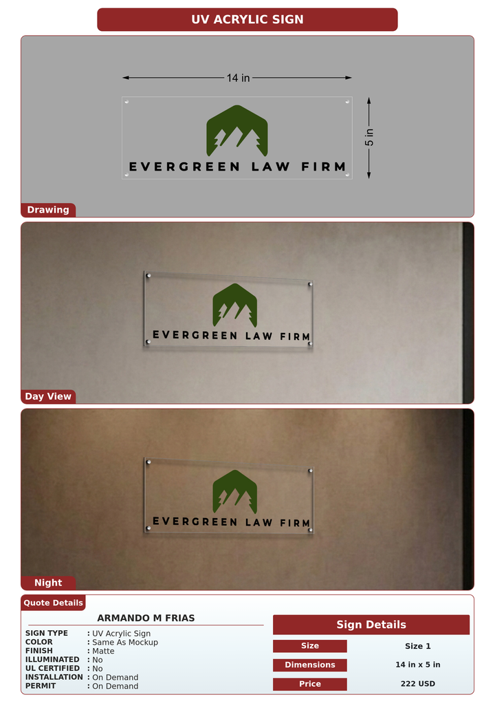 CUSTOM MOCKUP SIGN FOR Armando M Frias