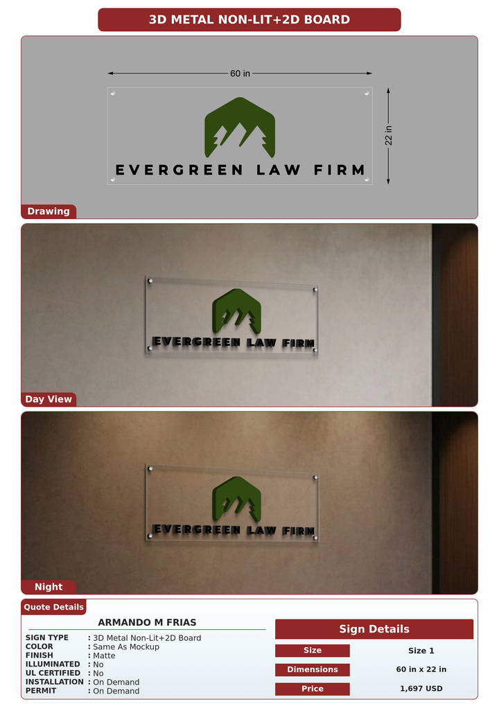 CUSTOM MOCKUP SIGN FOR Armando M Frias
