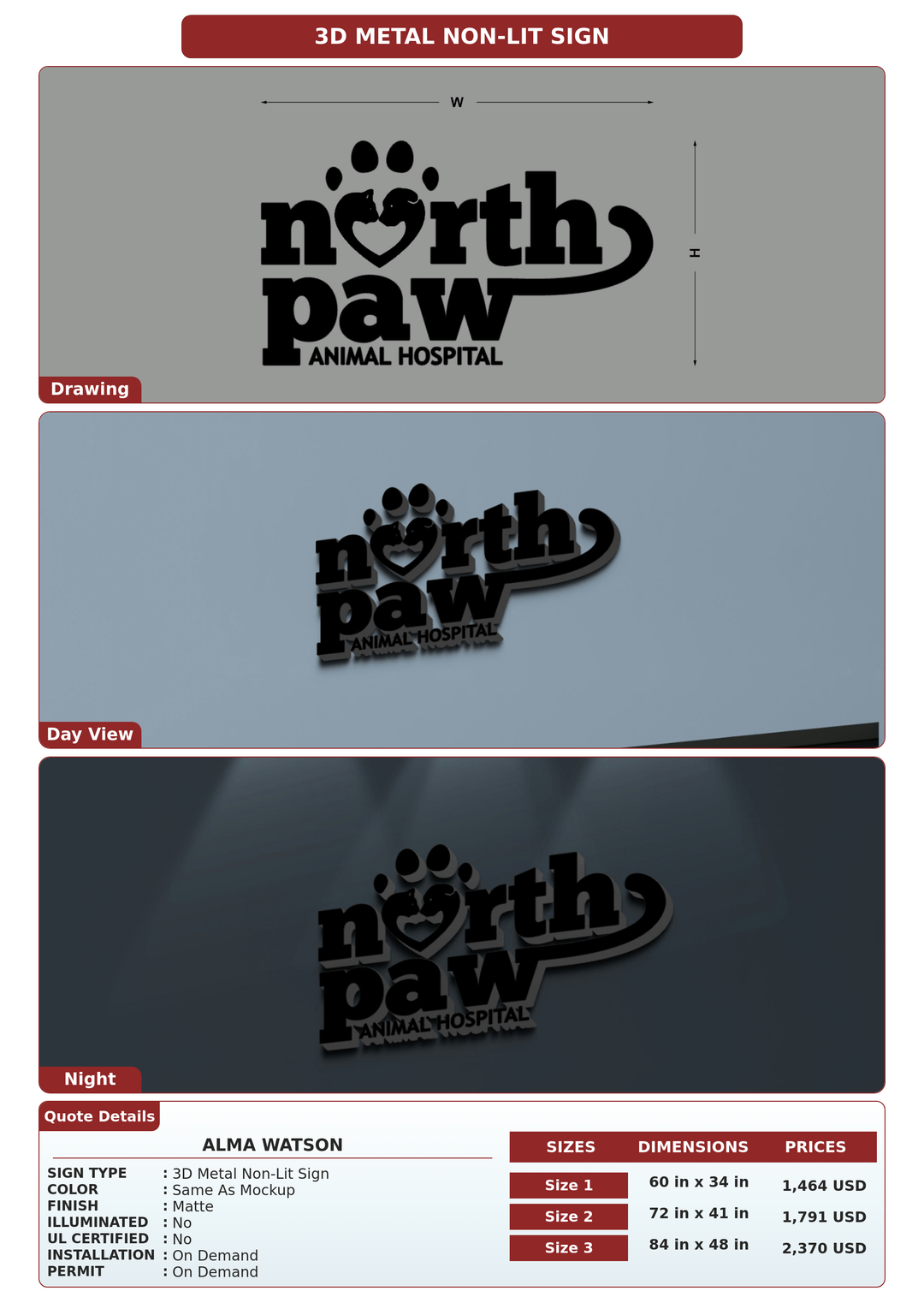 CUSTOM MOCKUP SIGN FOR Alma Watson
