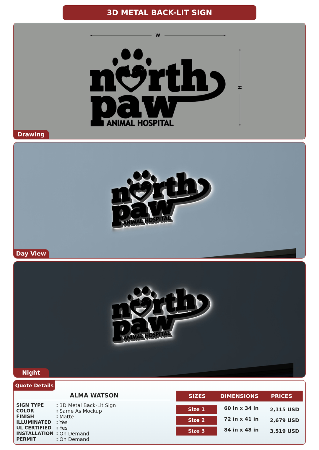 CUSTOM MOCKUP SIGN FOR Alma Watson