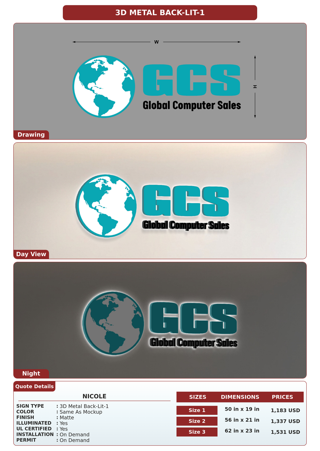 CUSTOM MOCKUP SIGN FOR Nicole