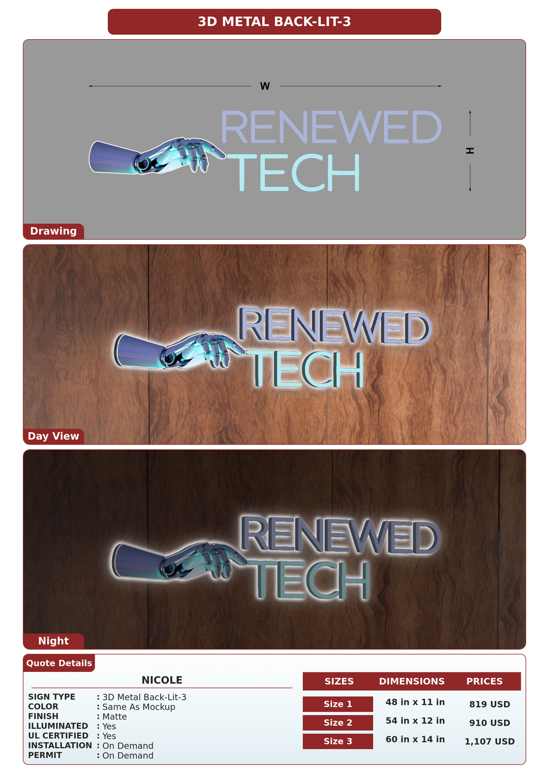 CUSTOM MOCKUP SIGN FOR Nicole