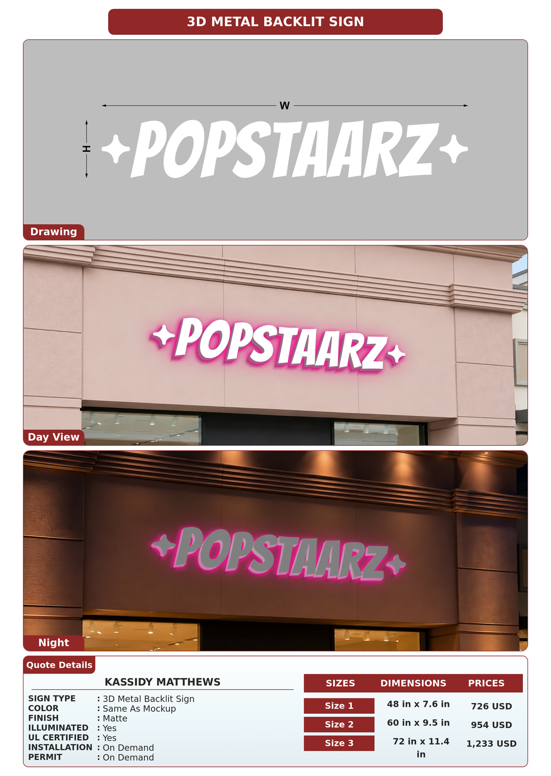CUSTOM MOCKUP SIGN FOR Kassidy Matthews