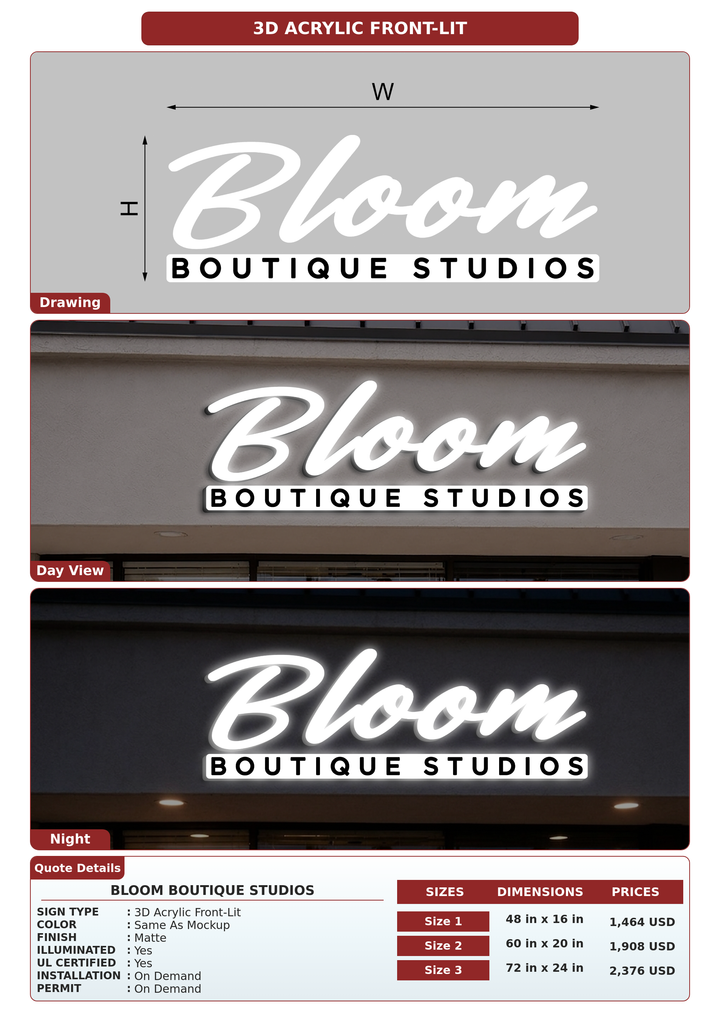 CUSTOM MOCKUP SIGN FOR Bloom Boutique Studios