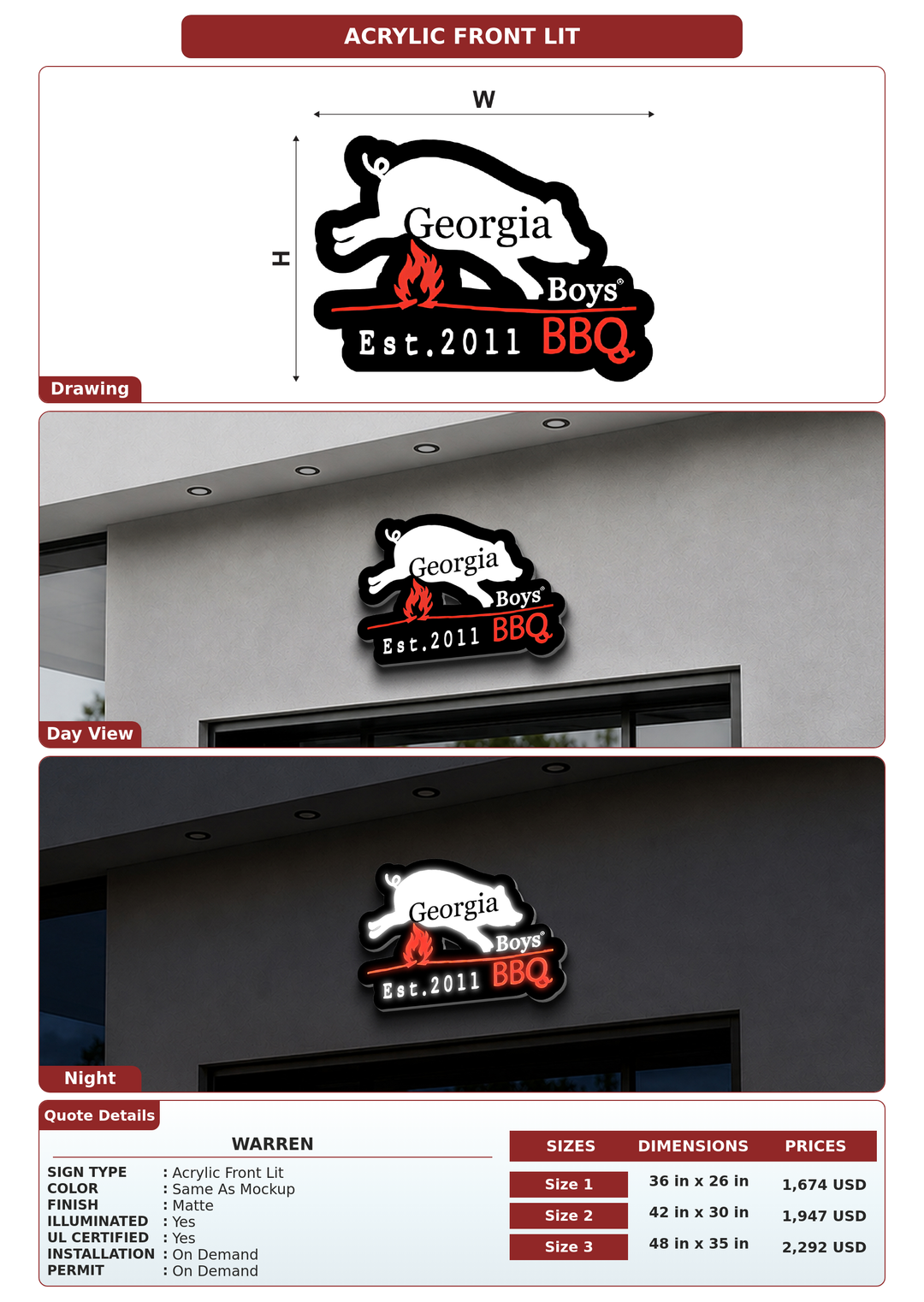 CUSTOM MOCKUP SIGN FOR Warren