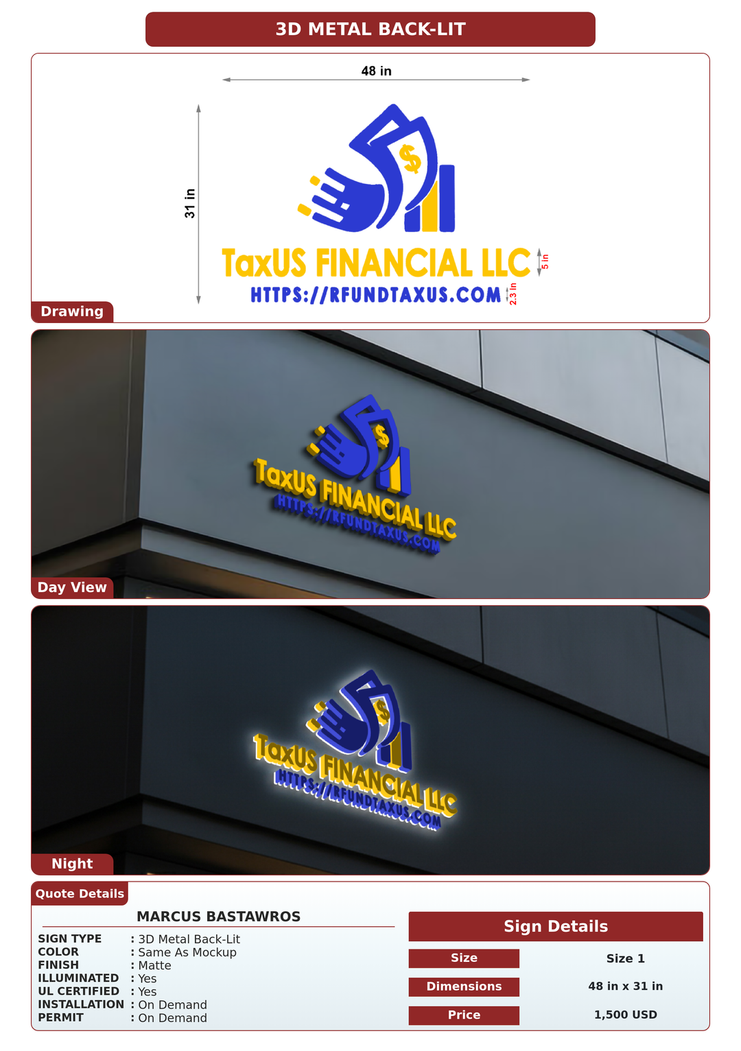 CUSTOM MOCKUP SIGN FOR Marcus Bastawros