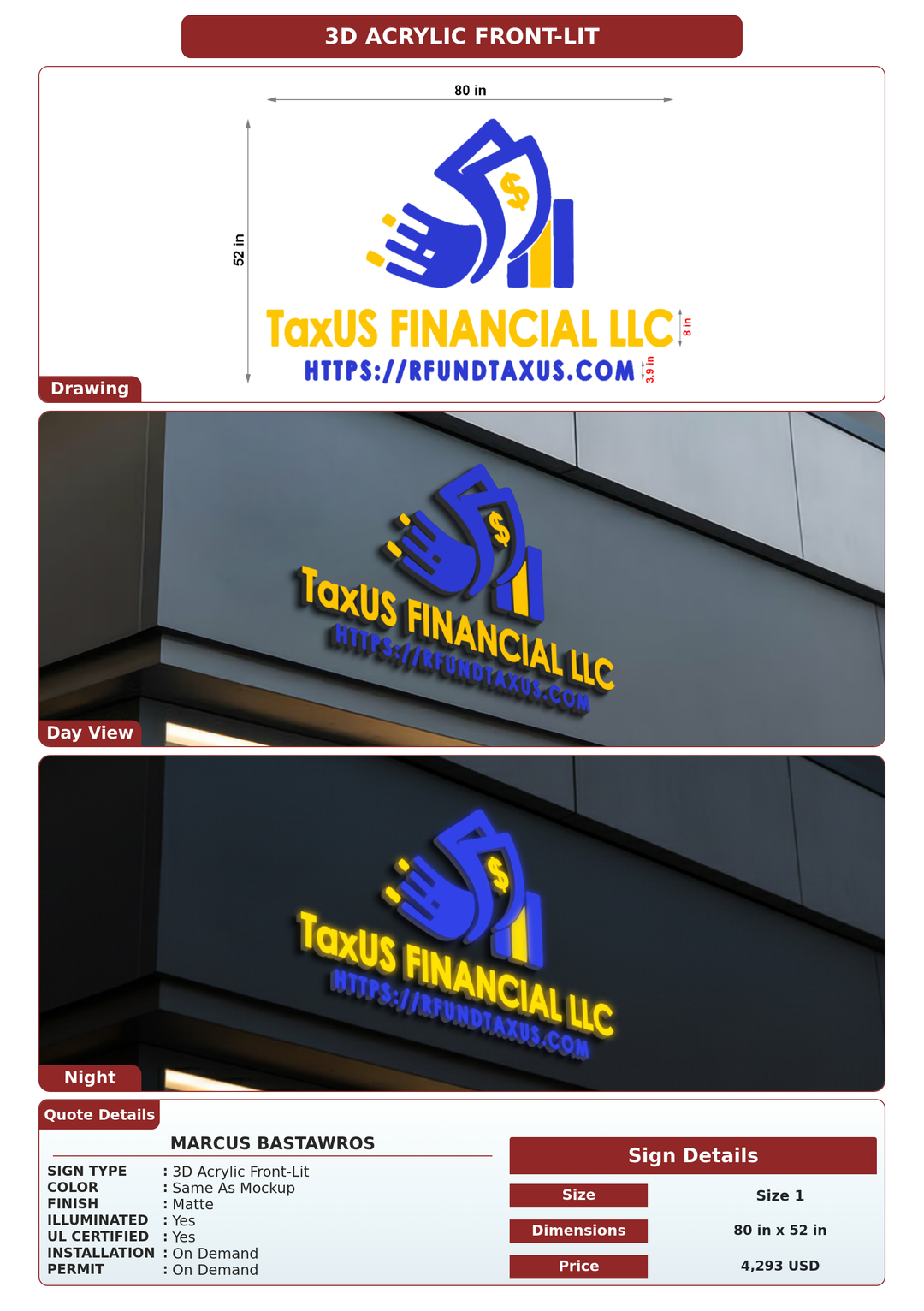 CUSTOM MOCKUP SIGN FOR Marcus Bastawros