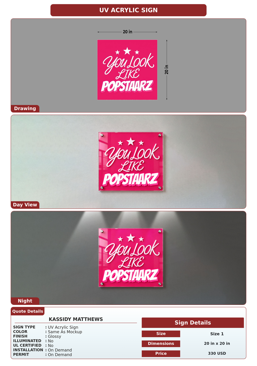 CUSTOM MOCKUP SIGN FOR Kassidy Matthews