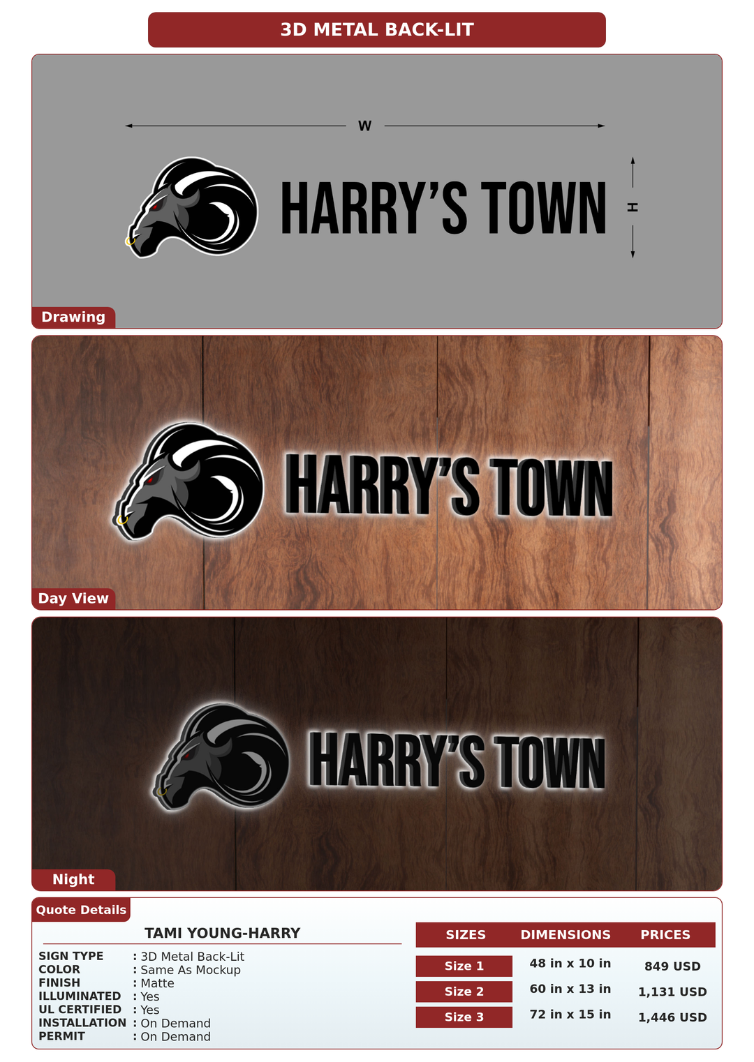 CUSTOM MOCKUP SIGN FOR Tami Young-Harry