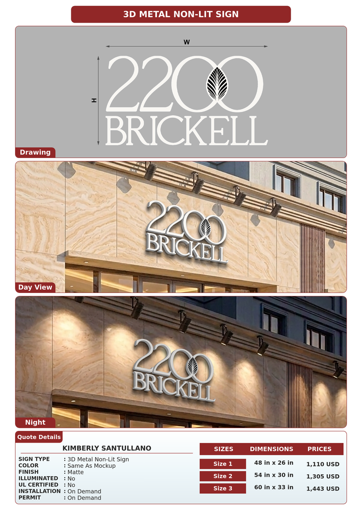 CUSTOM MOCKUP SIGN FOR Kimberly Santullano
