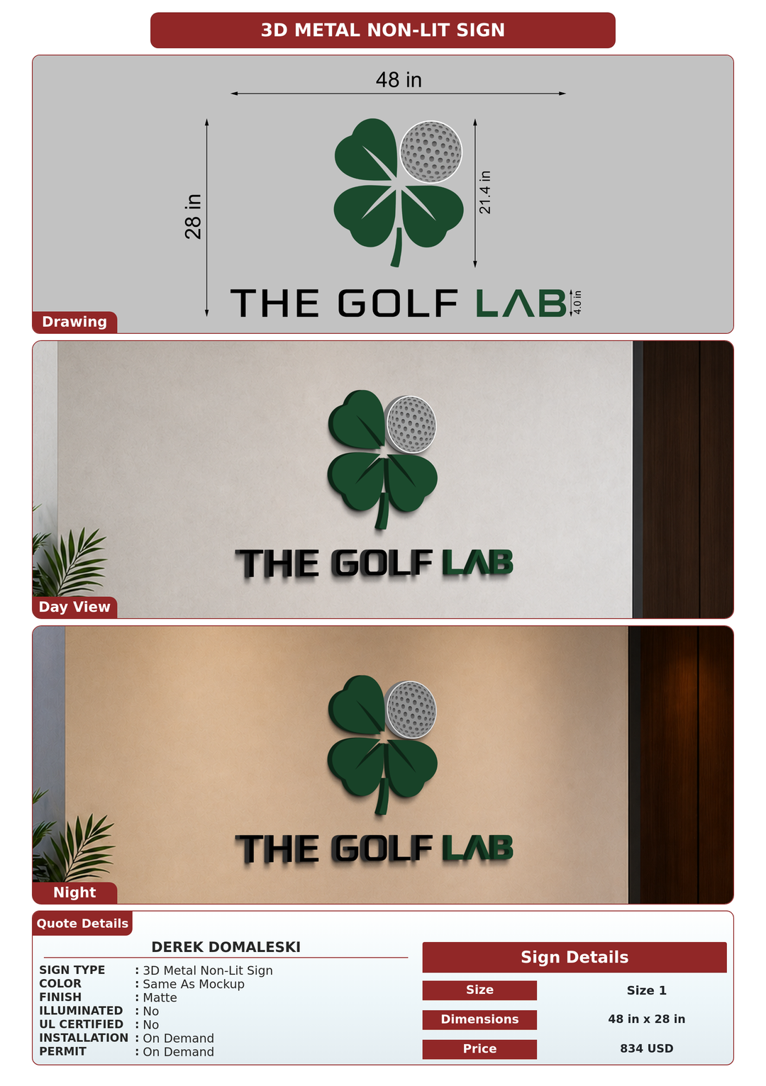 CUSTOM MOCKUP SIGN FOR Derek Domaleski