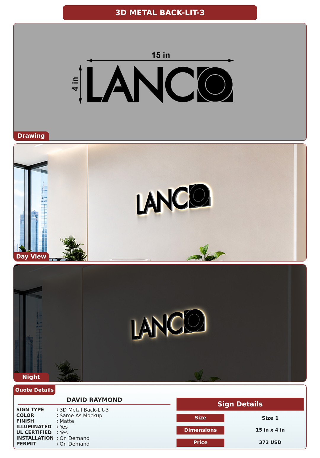 CUSTOM MOCKUP SIGN FOR David Raymond