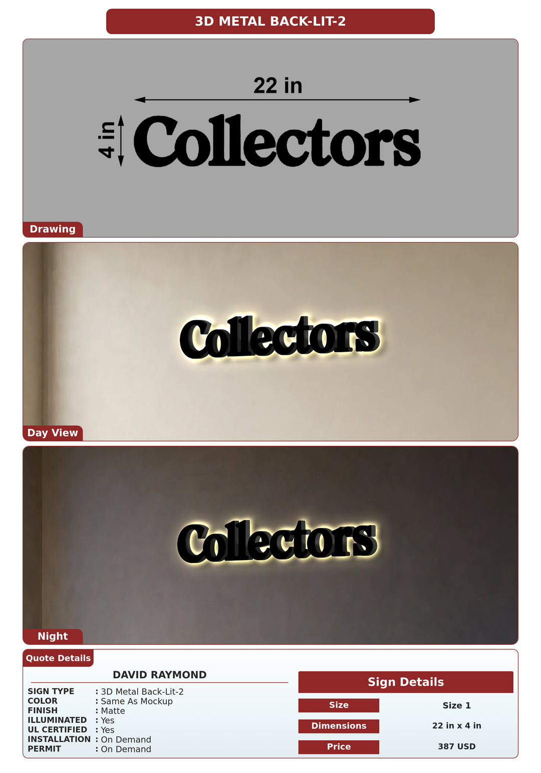 CUSTOM MOCKUP SIGN FOR David Raymond