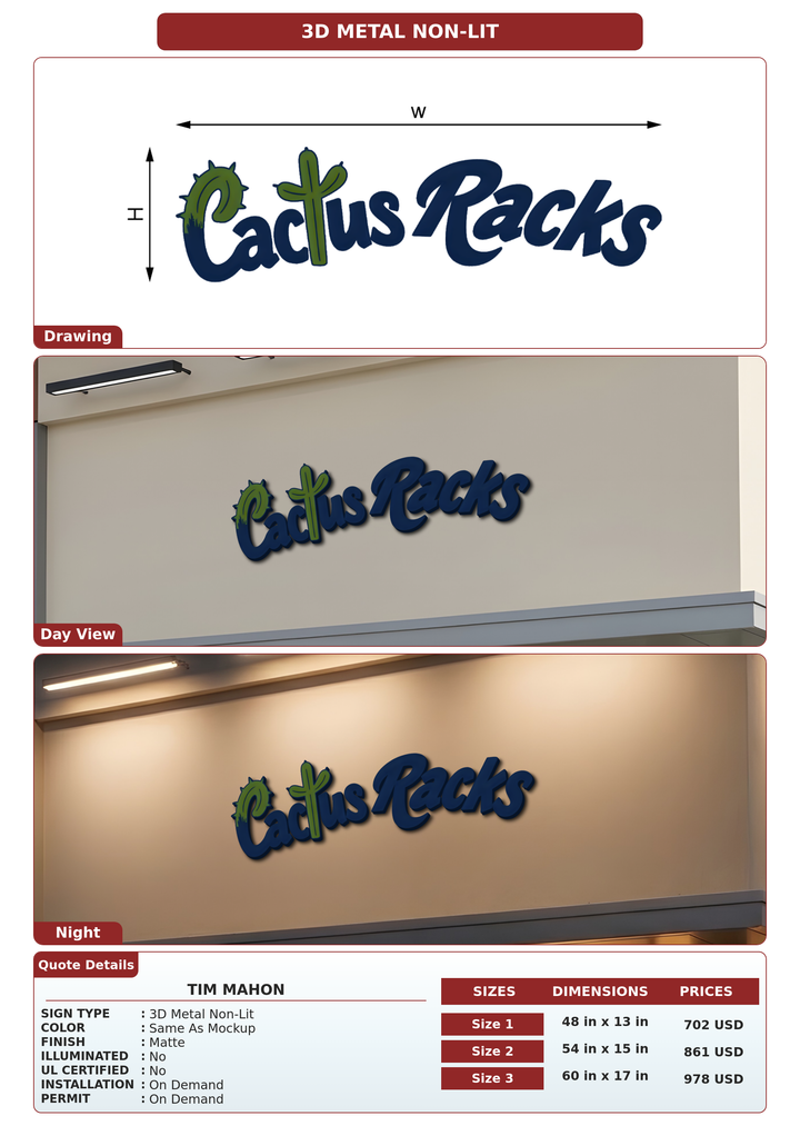 CUSTOM MOCKUP SIGN FOR Tim Mahon