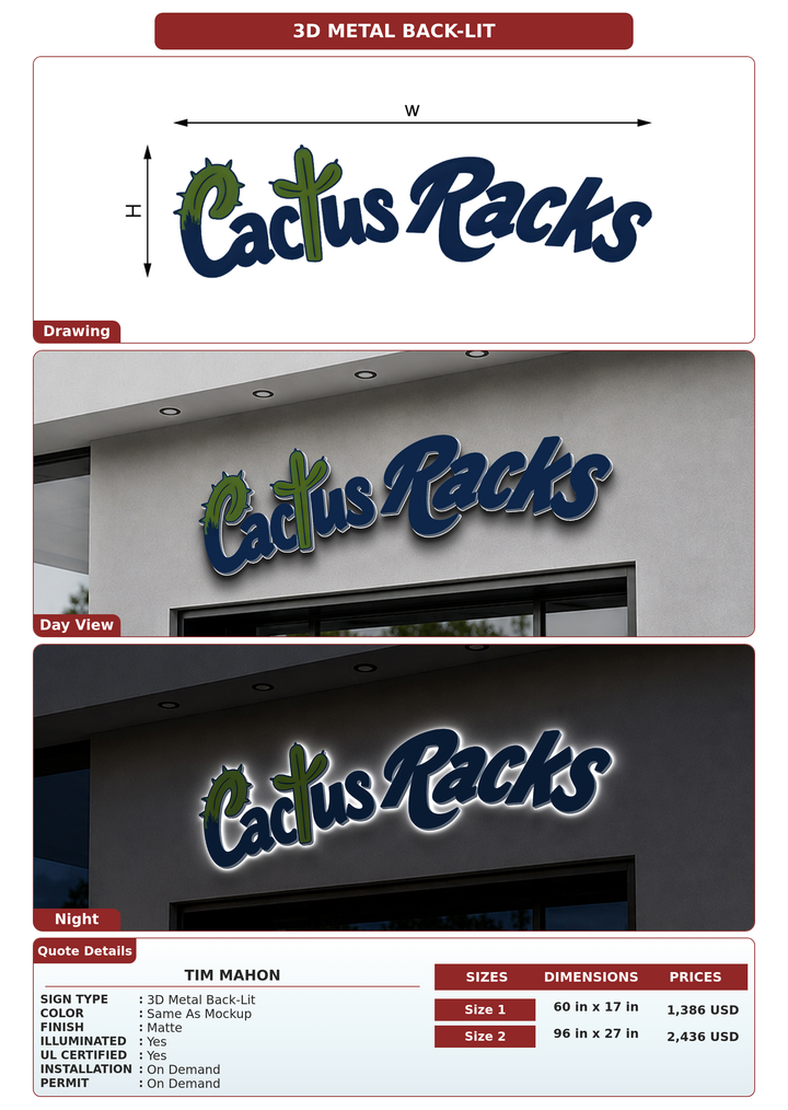 CUSTOM MOCKUP SIGN FOR Tim Mahon