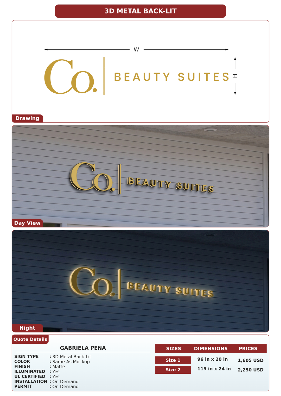 CUSTOM MOCKUP SIGN FOR Gabriela Pena