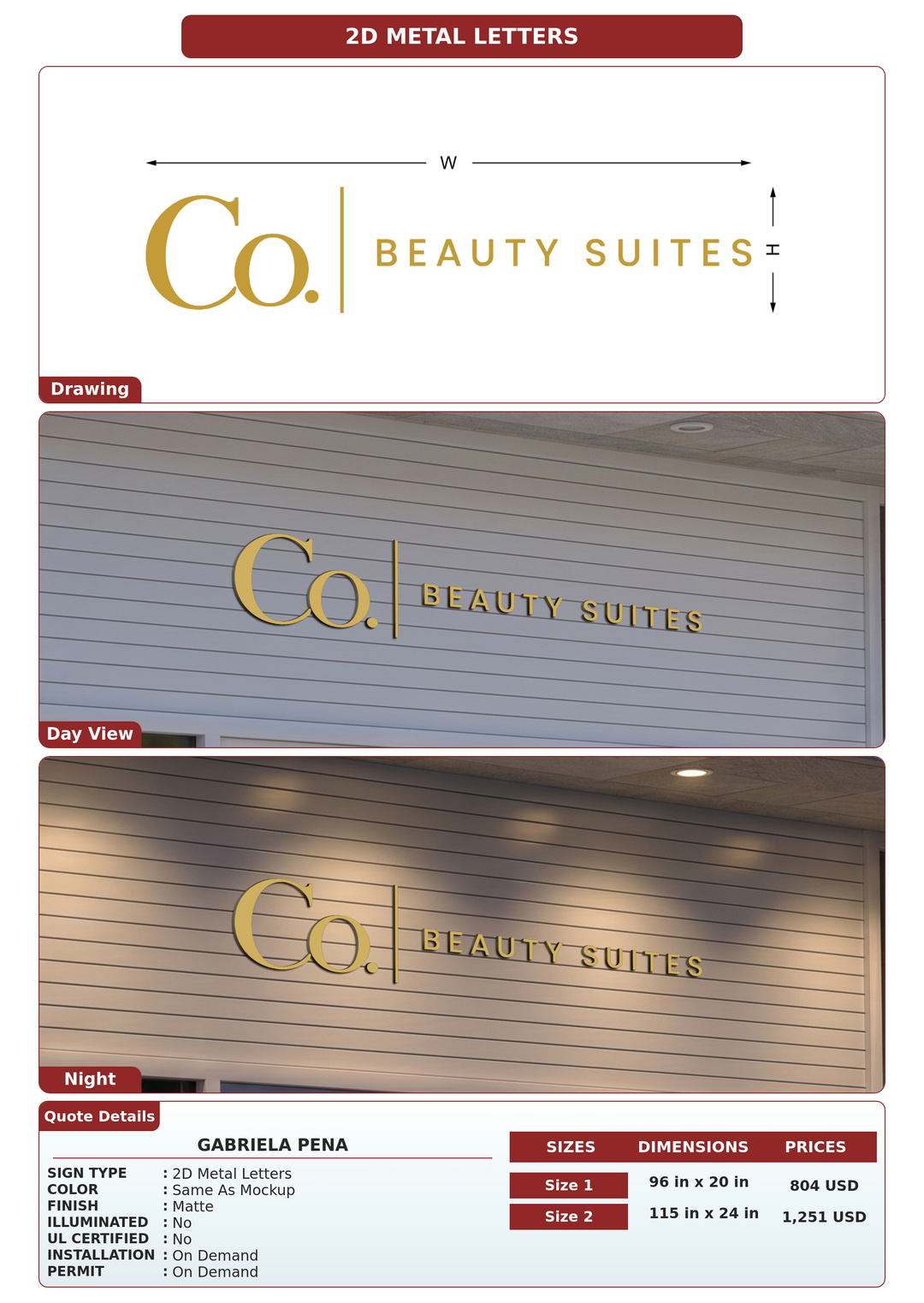 CUSTOM MOCKUP SIGN FOR Gabriela Pena